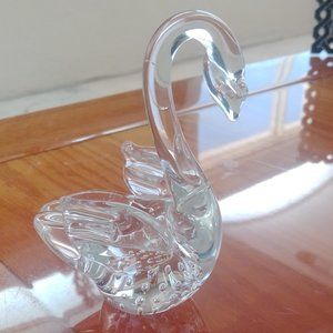 Vintage 4 1/2" Clear Crystal Glass Swan Figurine S